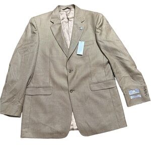 Stafford Sport Coat Blazer Mens 42L  Long Brown Check Worsted Wool Silk Vintage